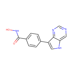 O=C(NO)c1ccc(-c2c[nH]c3cncnc23)cc1 ZINC001772628607