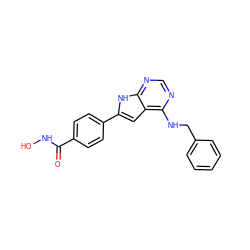 O=C(NO)c1ccc(-c2cc3c(NCc4ccccc4)ncnc3[nH]2)cc1 ZINC000138912319