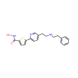 O=C(NO)c1ccc(-c2ccc(CCNCCc3ccccc3)cn2)s1 ZINC000040639765