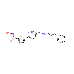 O=C(NO)c1ccc(-c2ccc(CNCCCc3ccccc3)cn2)s1 ZINC000040576154