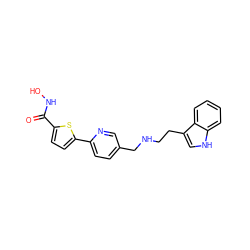 O=C(NO)c1ccc(-c2ccc(CNCCc3c[nH]c4ccccc34)cn2)s1 ZINC000040766974