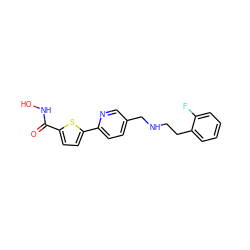 O=C(NO)c1ccc(-c2ccc(CNCCc3ccccc3F)cn2)s1 ZINC000040575297