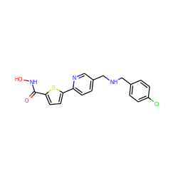 O=C(NO)c1ccc(-c2ccc(CNCc3ccc(Cl)cc3)cn2)s1 ZINC000040576166