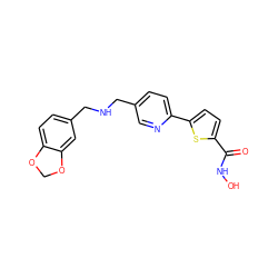 O=C(NO)c1ccc(-c2ccc(CNCc3ccc4c(c3)OCO4)cn2)s1 ZINC000040575512