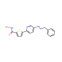 O=C(NO)c1ccc(-c2ccc(NCCc3ccccc3)cn2)s1 ZINC000040810684