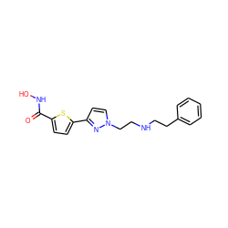 O=C(NO)c1ccc(-c2ccn(CCNCCc3ccccc3)n2)s1 ZINC000040575733