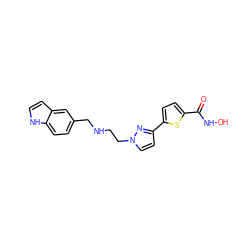 O=C(NO)c1ccc(-c2ccn(CCNCc3ccc4[nH]ccc4c3)n2)s1 ZINC000040576348