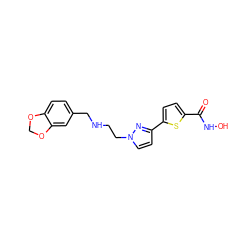 O=C(NO)c1ccc(-c2ccn(CCNCc3ccc4c(c3)OCO4)n2)s1 ZINC000038901254