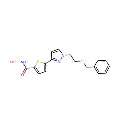 O=C(NO)c1ccc(-c2ccn(CCOCc3ccccc3)n2)s1 ZINC000040576152