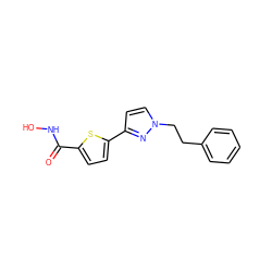 O=C(NO)c1ccc(-c2ccn(CCc3ccccc3)n2)s1 ZINC000034645241