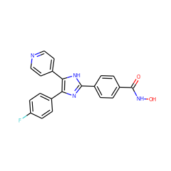 O=C(NO)c1ccc(-c2nc(-c3ccc(F)cc3)c(-c3ccncc3)[nH]2)cc1 ZINC000012404526