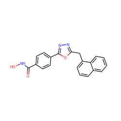 O=C(NO)c1ccc(-c2nnc(Cc3cccc4ccccc34)o2)cc1 ZINC000299825341