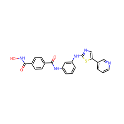 O=C(NO)c1ccc(C(=O)Nc2cccc(Nc3ncc(-c4cccnc4)s3)c2)cc1 ZINC000040899703