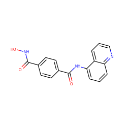 O=C(NO)c1ccc(C(=O)Nc2cccc3ncccc23)cc1 ZINC001772616958