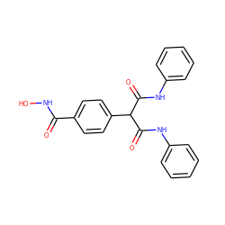 O=C(NO)c1ccc(C(C(=O)Nc2ccccc2)C(=O)Nc2ccccc2)cc1 ZINC000028951627