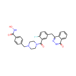 O=C(NO)c1ccc(CN2CCN(C(=O)c3cc(Cc4n[nH]c(=O)c5ccccc45)ccc3F)CC2)cc1 ZINC001772582203