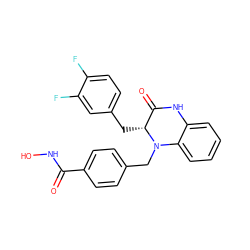 O=C(NO)c1ccc(CN2c3ccccc3NC(=O)[C@H]2Cc2ccc(F)c(F)c2)cc1 ZINC000040410645