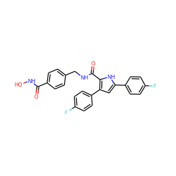 O=C(NO)c1ccc(CNC(=O)c2[nH]c(-c3ccc(F)cc3)cc2-c2ccc(F)cc2)cc1 ZINC000144570984