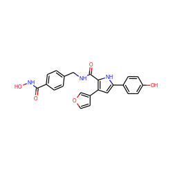 O=C(NO)c1ccc(CNC(=O)c2[nH]c(-c3ccc(O)cc3)cc2-c2ccoc2)cc1 ZINC000072316578