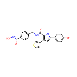 O=C(NO)c1ccc(CNC(=O)c2[nH]c(-c3ccc(O)cc3)cc2-c2ccsc2)cc1 ZINC000072316580