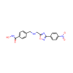 O=C(NO)c1ccc(CNCc2nc(-c3ccc([N+](=O)[O-])cc3)no2)cc1 ZINC000141914277