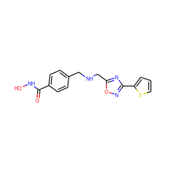 O=C(NO)c1ccc(CNCc2nc(-c3cccs3)no2)cc1 ZINC000141907344