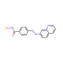 O=C(NO)c1ccc(CNc2ccc3cccnc3c2)cc1 ZINC001772630709