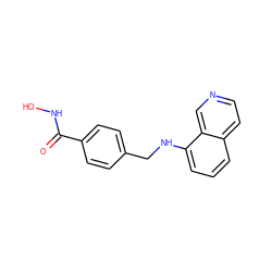 O=C(NO)c1ccc(CNc2cccc3ccncc23)cc1 ZINC001772626951