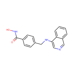 O=C(NO)c1ccc(CNc2cncc3ccccc23)cc1 ZINC001772649855