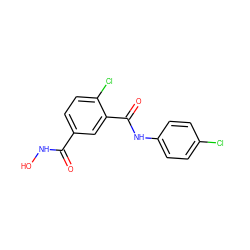 O=C(NO)c1ccc(Cl)c(C(=O)Nc2ccc(Cl)cc2)c1 ZINC001772588091