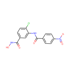 O=C(NO)c1ccc(Cl)c(NC(=O)c2ccc([N+](=O)[O-])cc2)c1 ZINC000653851678