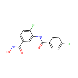 O=C(NO)c1ccc(Cl)c(NC(=O)c2ccc(Cl)cc2)c1 ZINC000653850990