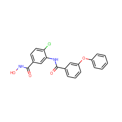 O=C(NO)c1ccc(Cl)c(NC(=O)c2cccc(Oc3ccccc3)c2)c1 ZINC000653851629