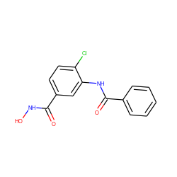 O=C(NO)c1ccc(Cl)c(NC(=O)c2ccccc2)c1 ZINC000653852787