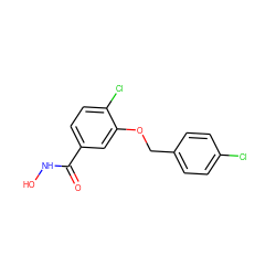 O=C(NO)c1ccc(Cl)c(OCc2ccc(Cl)cc2)c1 ZINC001772637002