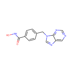 O=C(NO)c1ccc(Cn2cnc3cncnc32)cc1 ZINC000146380936