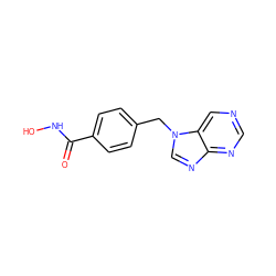 O=C(NO)c1ccc(Cn2cnc3ncncc32)cc1 ZINC000146340363