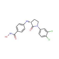 O=C(NO)c1ccc(N[C@@H]2CCN(c3ccc(Cl)c(Cl)c3)C2=O)cc1 ZINC000169089604