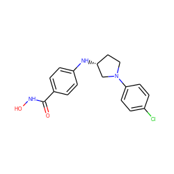 O=C(NO)c1ccc(N[C@@H]2CCN(c3ccc(Cl)cc3)C2)cc1 ZINC000169254821