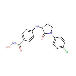 O=C(NO)c1ccc(N[C@@H]2CCN(c3ccc(Cl)cc3)C2=O)cc1 ZINC000169063951