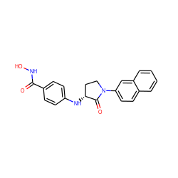 O=C(NO)c1ccc(N[C@@H]2CCN(c3ccc4ccccc4c3)C2=O)cc1 ZINC000169229371