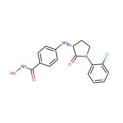 O=C(NO)c1ccc(N[C@@H]2CCN(c3ccccc3Cl)C2=O)cc1 ZINC000169231650