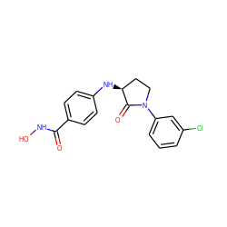 O=C(NO)c1ccc(N[C@H]2CCN(c3cccc(Cl)c3)C2=O)cc1 ZINC000200991222