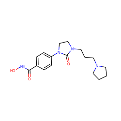 O=C(NO)c1ccc(N2CCN(CCCN3CCCC3)C2=O)cc1 ZINC000205704022