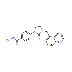 O=C(NO)c1ccc(N2CCN(Cc3cccc4ncccc34)C2=O)cc1 ZINC000205705930