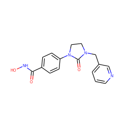 O=C(NO)c1ccc(N2CCN(Cc3cccnc3)C2=O)cc1 ZINC000205704740