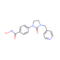 O=C(NO)c1ccc(N2CCN(Cc3ccncc3)C2=O)cc1 ZINC000205704762