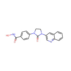 O=C(NO)c1ccc(N2CCN(c3cnc4ccccc4c3)C2=O)cc1 ZINC000205704630