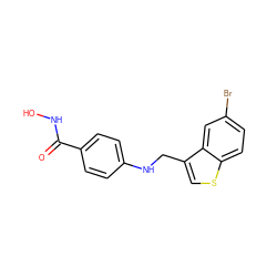 O=C(NO)c1ccc(NCc2csc3ccc(Br)cc23)cc1 ZINC001772615758