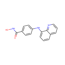 O=C(NO)c1ccc(Nc2cccc3cccnc23)cc1 ZINC001772601719